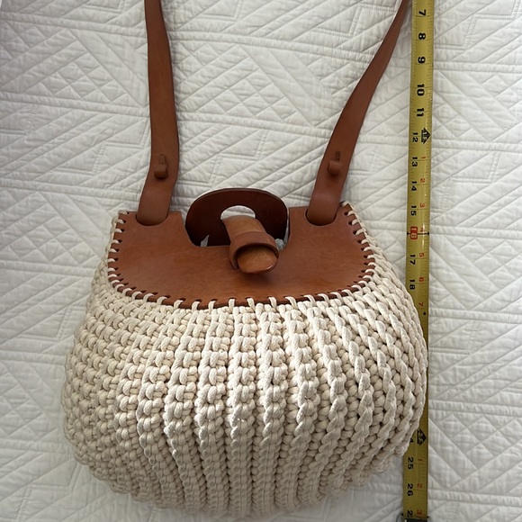 Macrame and leather handcrafted bag - Picture 4 of 5